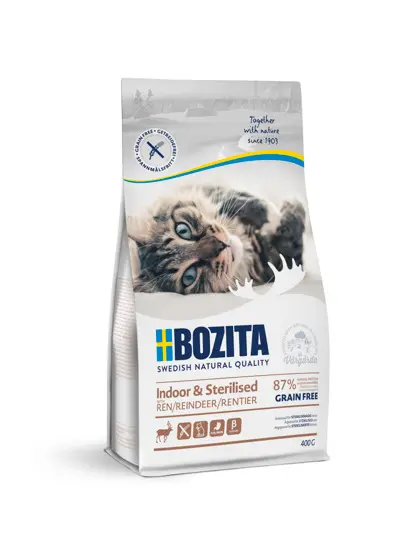 Bozita Indoor & Sterilised Grain Free Reindeer täissööt kassile 400g