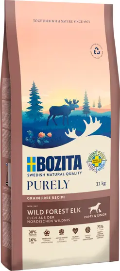 Bozita Purely Puppy & Junior ELK GRAIN FREE teraviljavaba täissööt kutsikatele ja noortele koertele 11kg