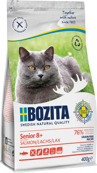 Bozita Grain Free Senior 8+ Salmon täissööt eakale kassile 400g