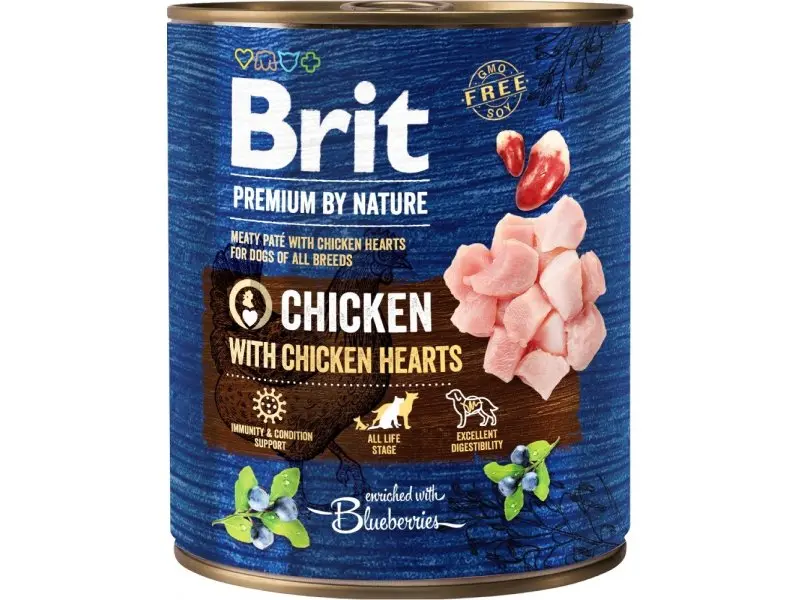 Brit Premium by Nature kana südamed 800g