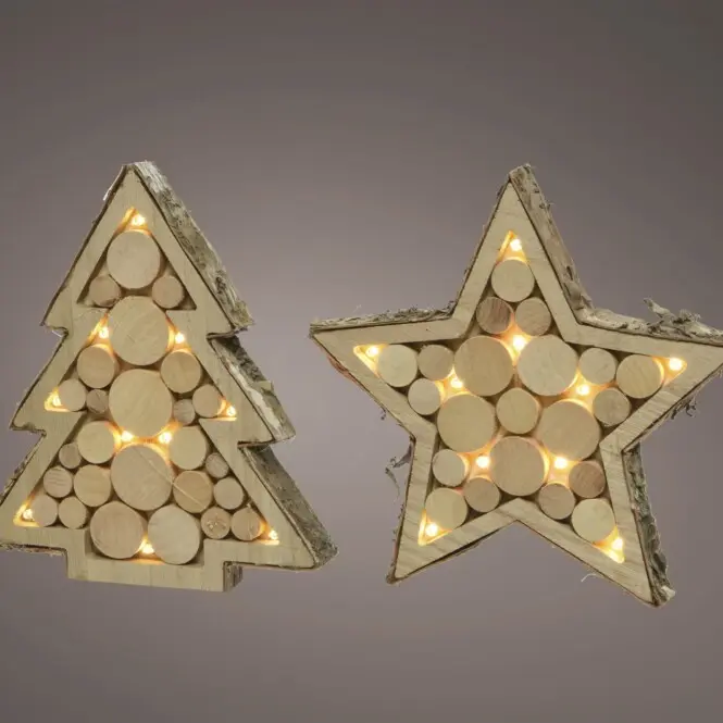 Dek.täht/kuusk puust 10LED h21cm soe tup