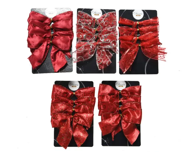 Dekoratiivne lips punane 4tk 10cm erinev