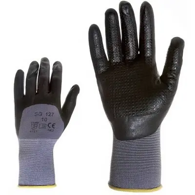 Elastsed nailonist töökindad, 3/4 kaetud nitriilkummiga 9