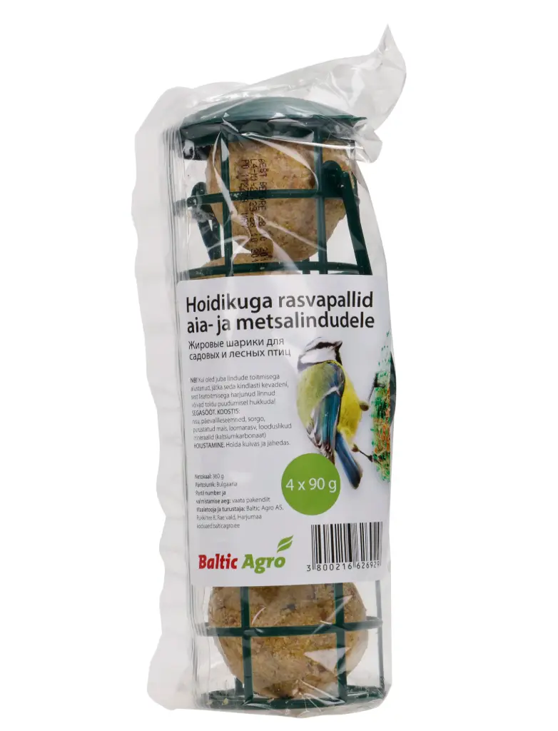 Hoidikuga rasvapallid lindudele 4 x 90g
