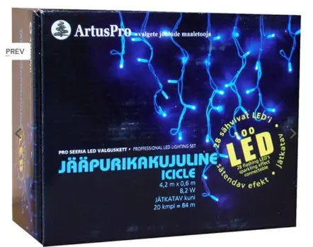 Jääpurika LED kardin 100L 4,2m j.v. kuld
