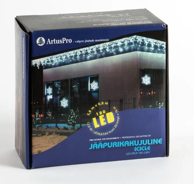 Jääpurika LED kardin 6m must/soe.valgus sädelev