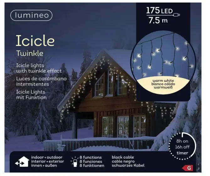 Jääpurika LED kardin 7,5m must/soe 8f sädelev ef