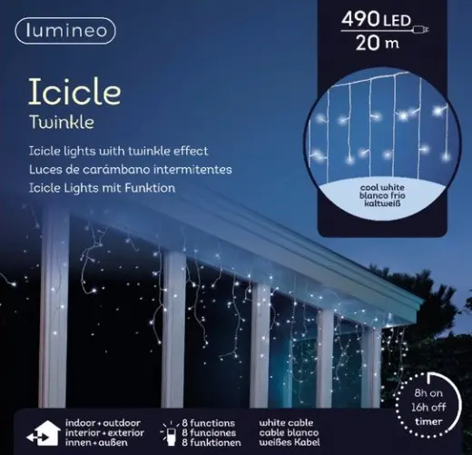 Jääpurikad 20M 490LED külm vilkuv