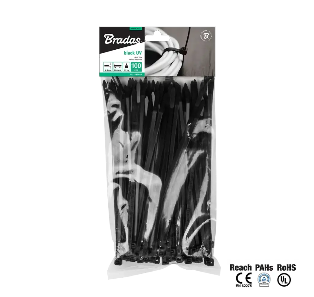 Juhtmeköidised 2,5 x 130mm UV MUST, 100tk