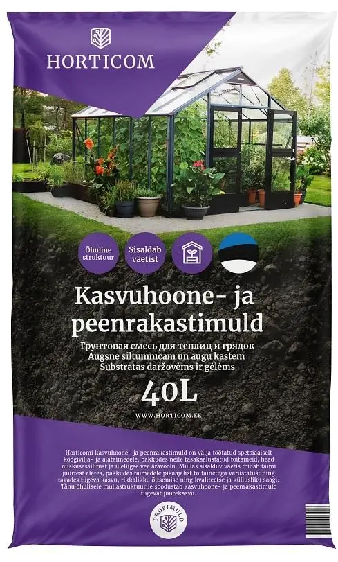 Kasvuhoone- ja peenrakastimuld Horticom 40L