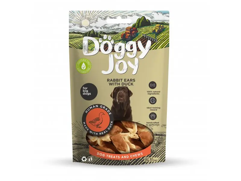 Koeramaius Doggy Joy jänese kõrvad pardiga 90g