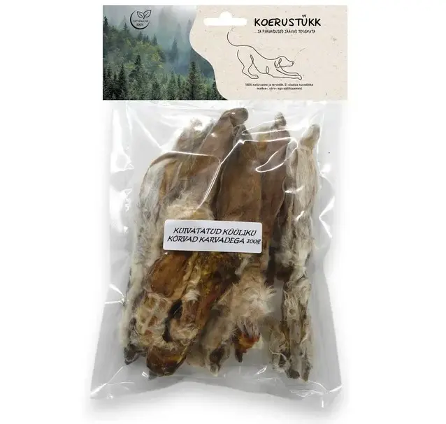 Koeramaius küüliku kõrvad karvadega 100g