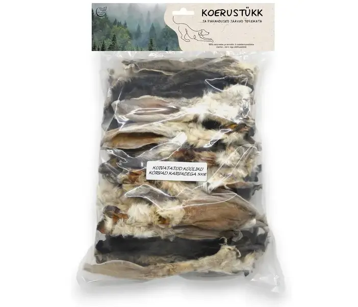 Koeramaius küüliku kõrvad karvadega 500g