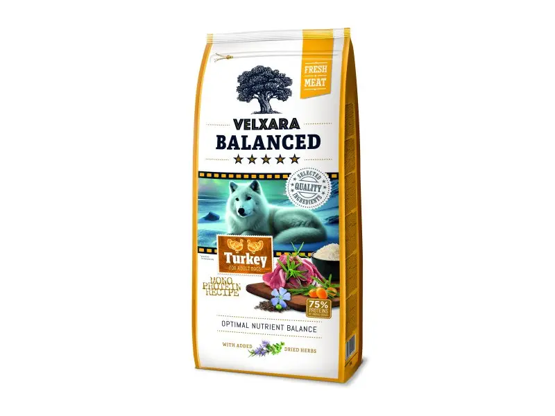 Koeratoit Velxara balanced adult fresh kalkun 750g