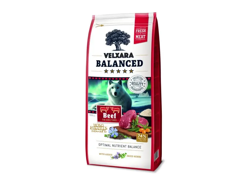 Koeratoit Velxara balanced adult fresh veis 750g