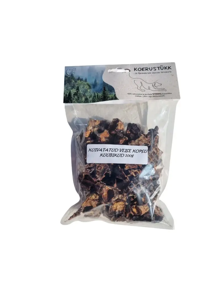 Koerustükk veise kopsu kuubikud 100g