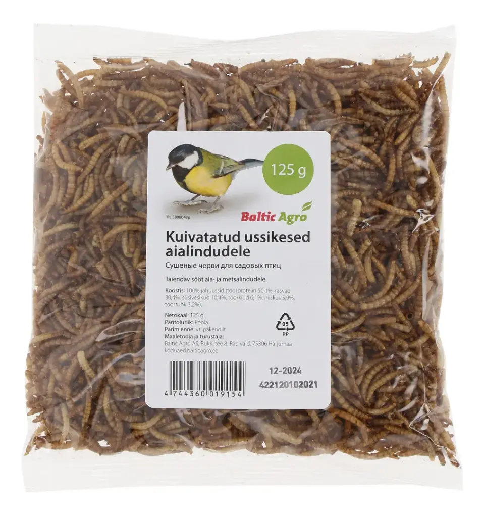 Kuivatud ussikesed aialindudele 125 g