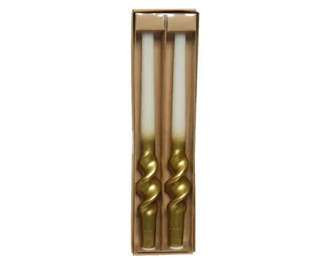 Küünal piklik 30,5cm valge/kuld