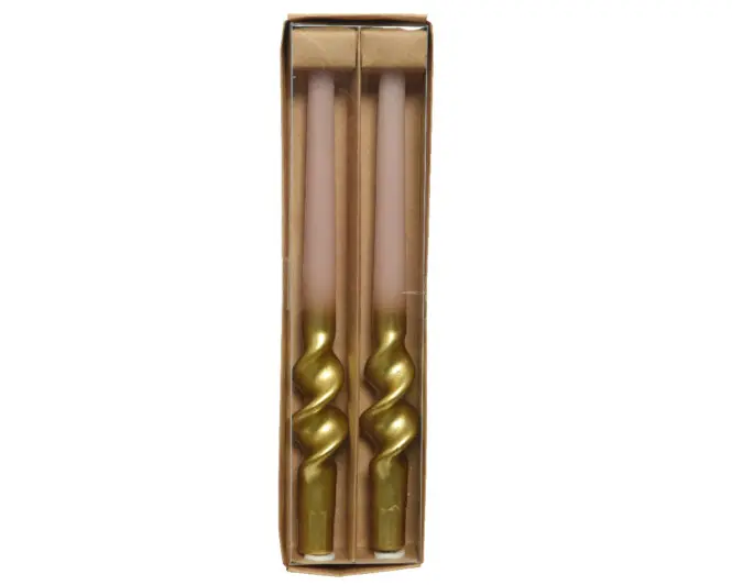 Küünal piklik d3,5xH30,5cm roosa-kuldne