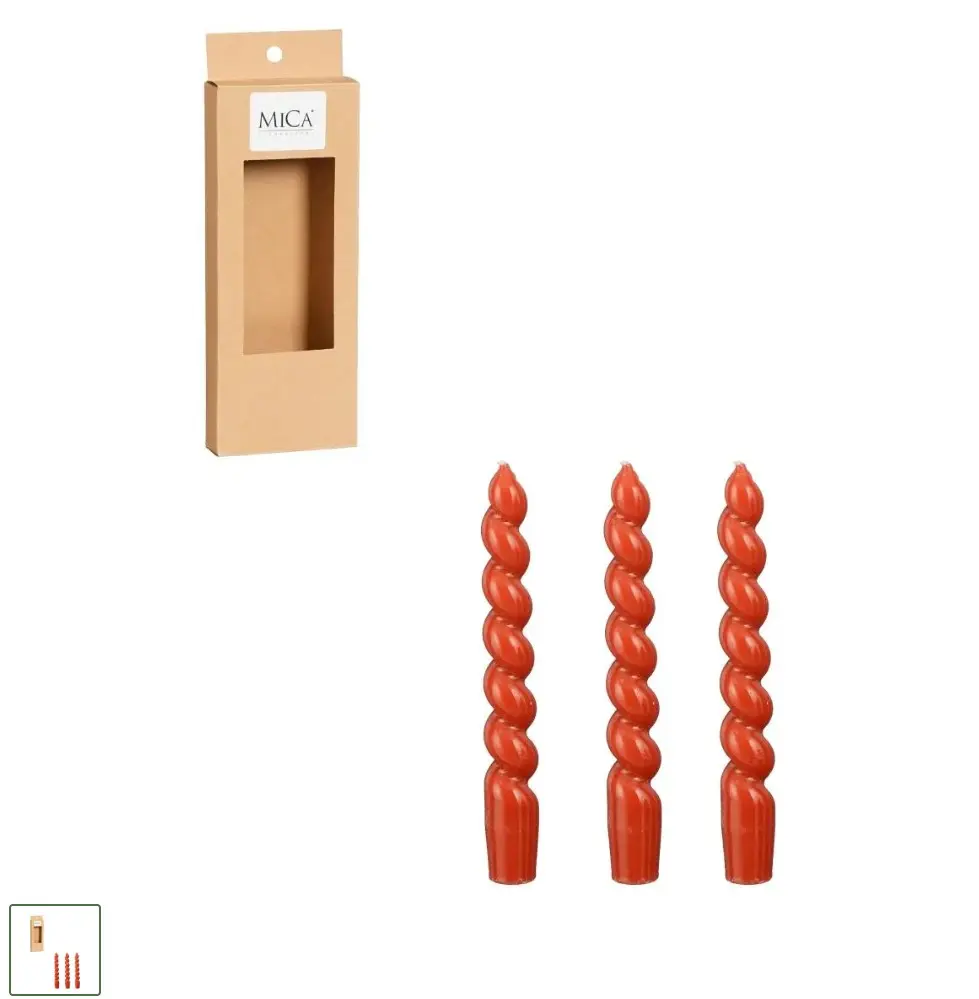 Küünal spiraal punane 3tk h18,5xd2,4cm