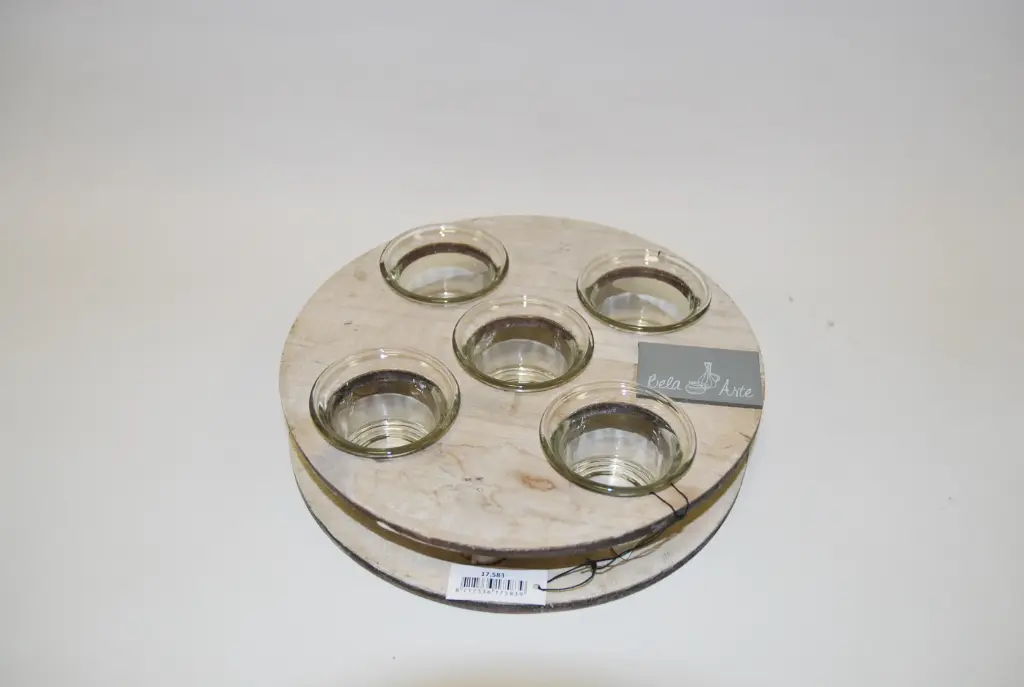 Küünlaalus klaasi/puiduga 5set 22,5/5cm