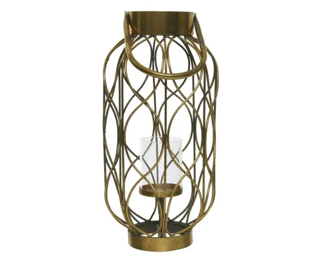 Latern metallist kuldne d20 h42cm