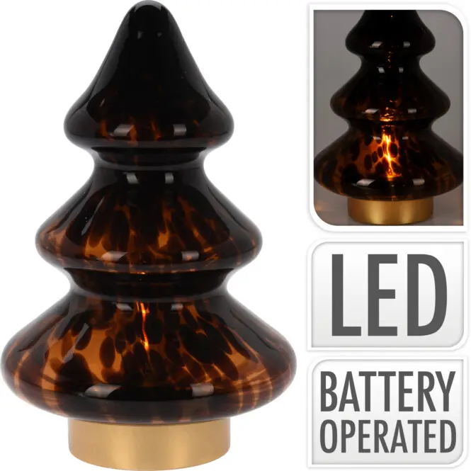 Laualamp kuusk pruun LED 30cm patareiga