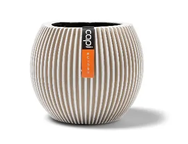 Lillepott Groove d22 h18cm kreem