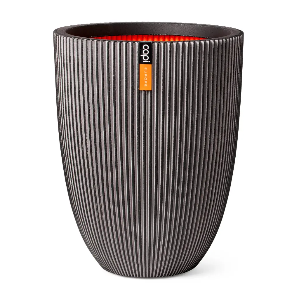 Lillepott Groove elegant d34 h46cm antrasiit/hall