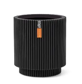 Lillepott silinder Groove d11cm h12cm must