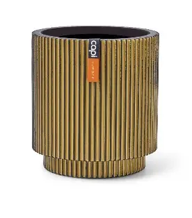 Lillepott silinder Groove d11cm h12cm kuld