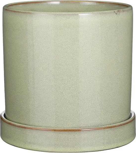 Lillepott taldrikuga Inger d21cm roheline