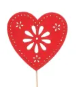 Süda 'Flower art' Red 8cm pikal tikul 