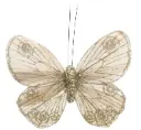 Liblikas 'Gold Feather & Glitter' klambriga 9cm* 12cm 12tk/pk