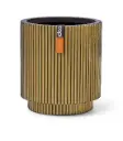 Lillepott silinder Groove d23cm h25cm kuld